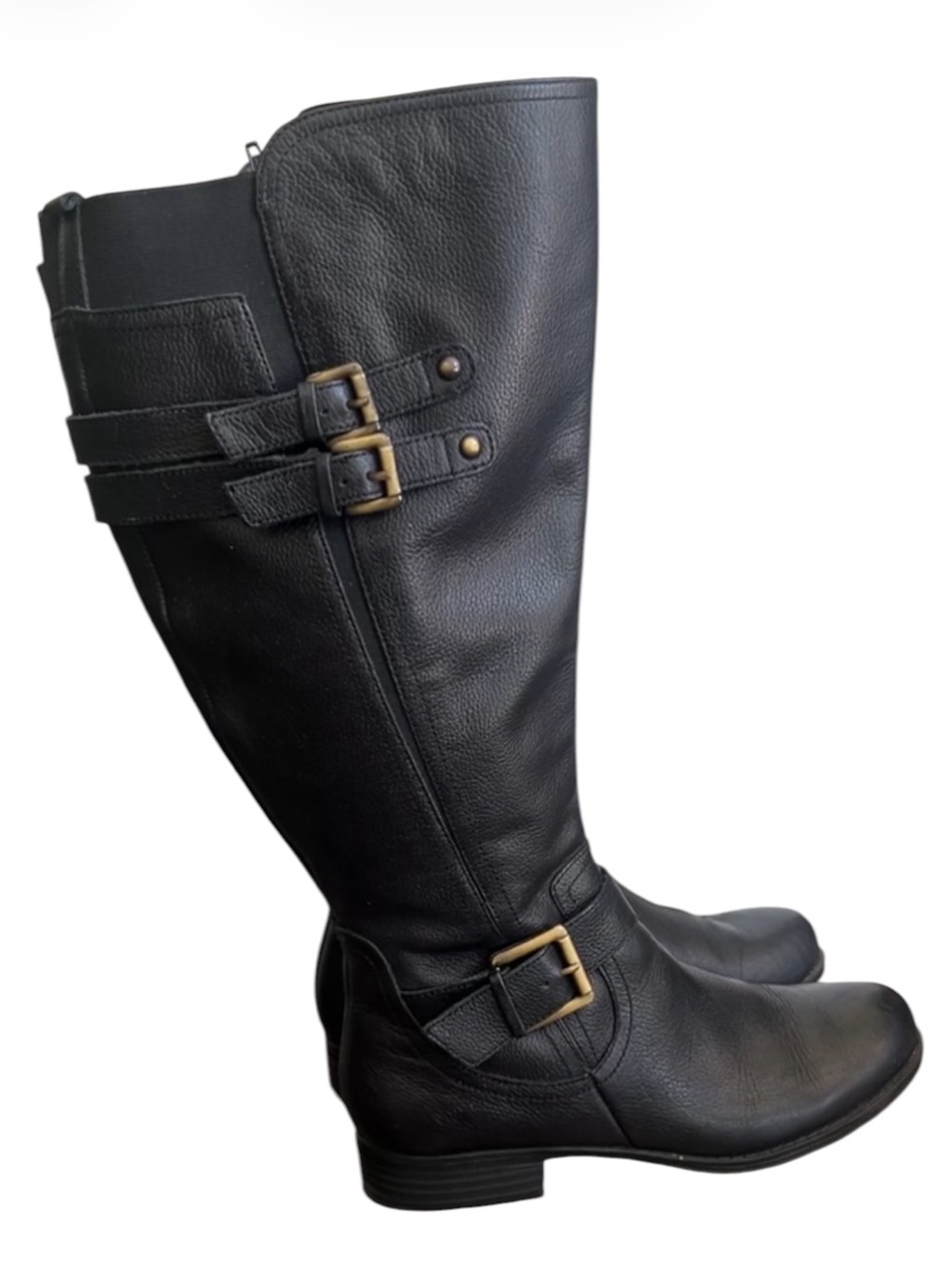 Naturalizer Jessie Black Leather Knee High Riding Boots Women’s 7.5 Wide Calf
